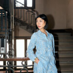 Embroidery Striped Linen  Blouse