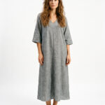 Oversized V-Neck Linen Dress