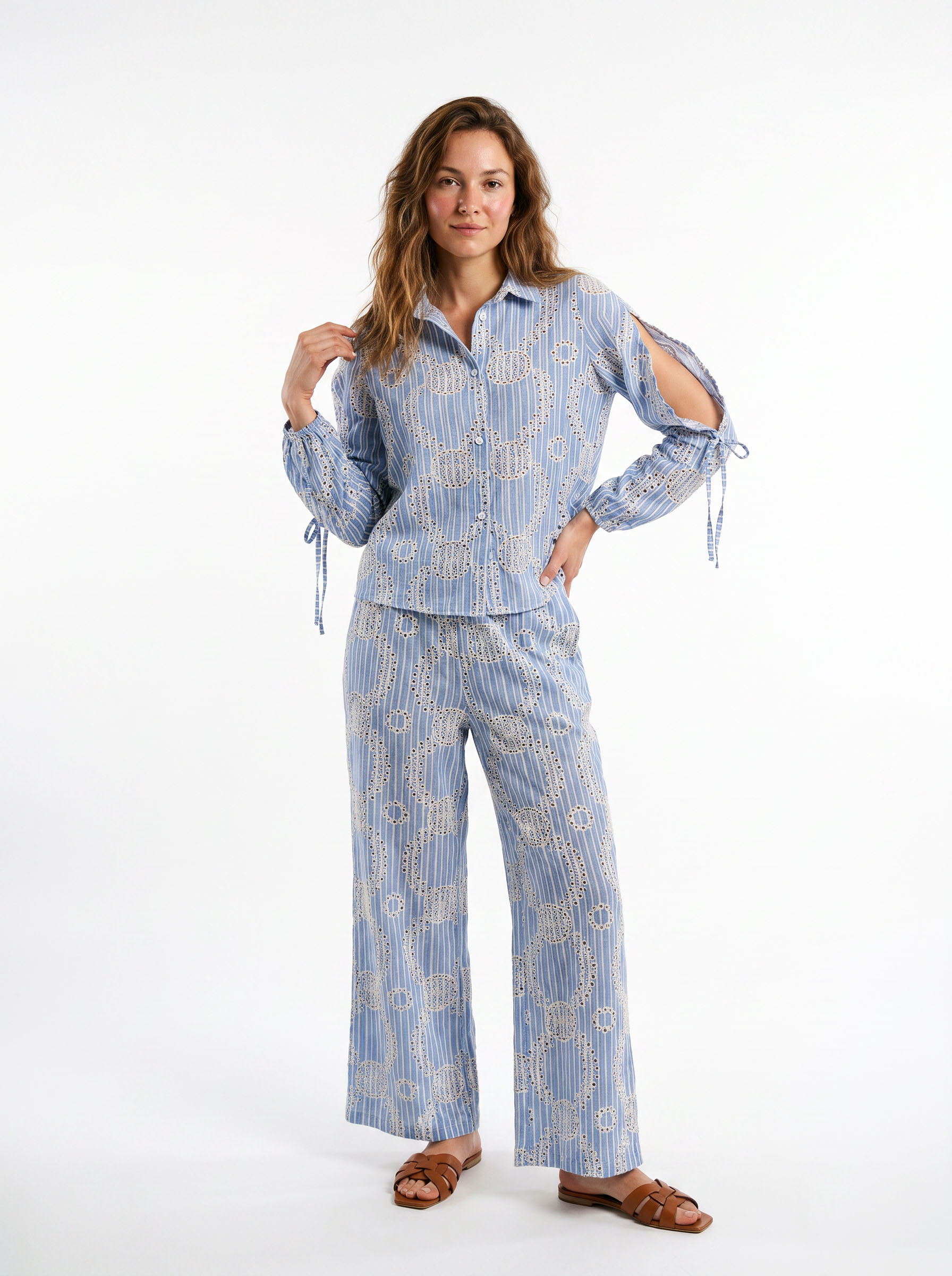 1-45.jpg Linen Striped Pants - Image 1